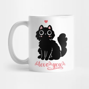 Cute black cat Valentine day love you Mug